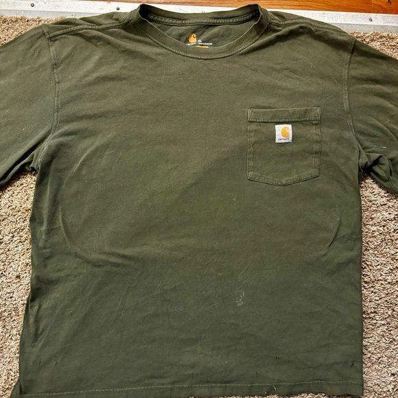 Carhartt Men's Green and Khaki Shirt Men size XL Has some wear Work/outdoor top - Picture 7 of 16